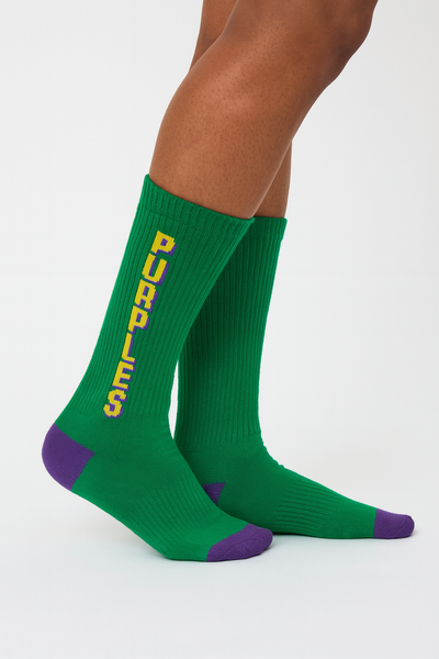 Retro font skater socks -green-