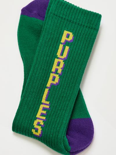 Retro font skater socks -green-