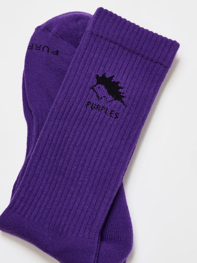 Towel like color socks -PURPLE-