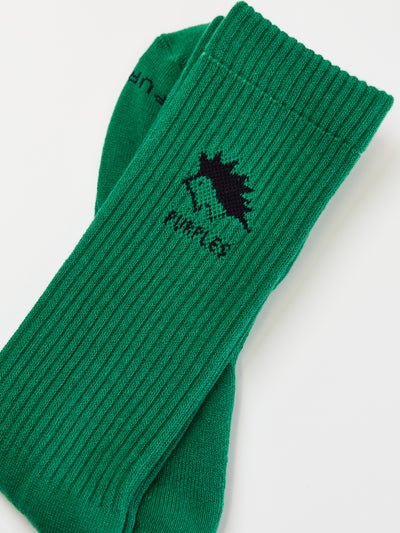 Towel like color socks -GREEN-