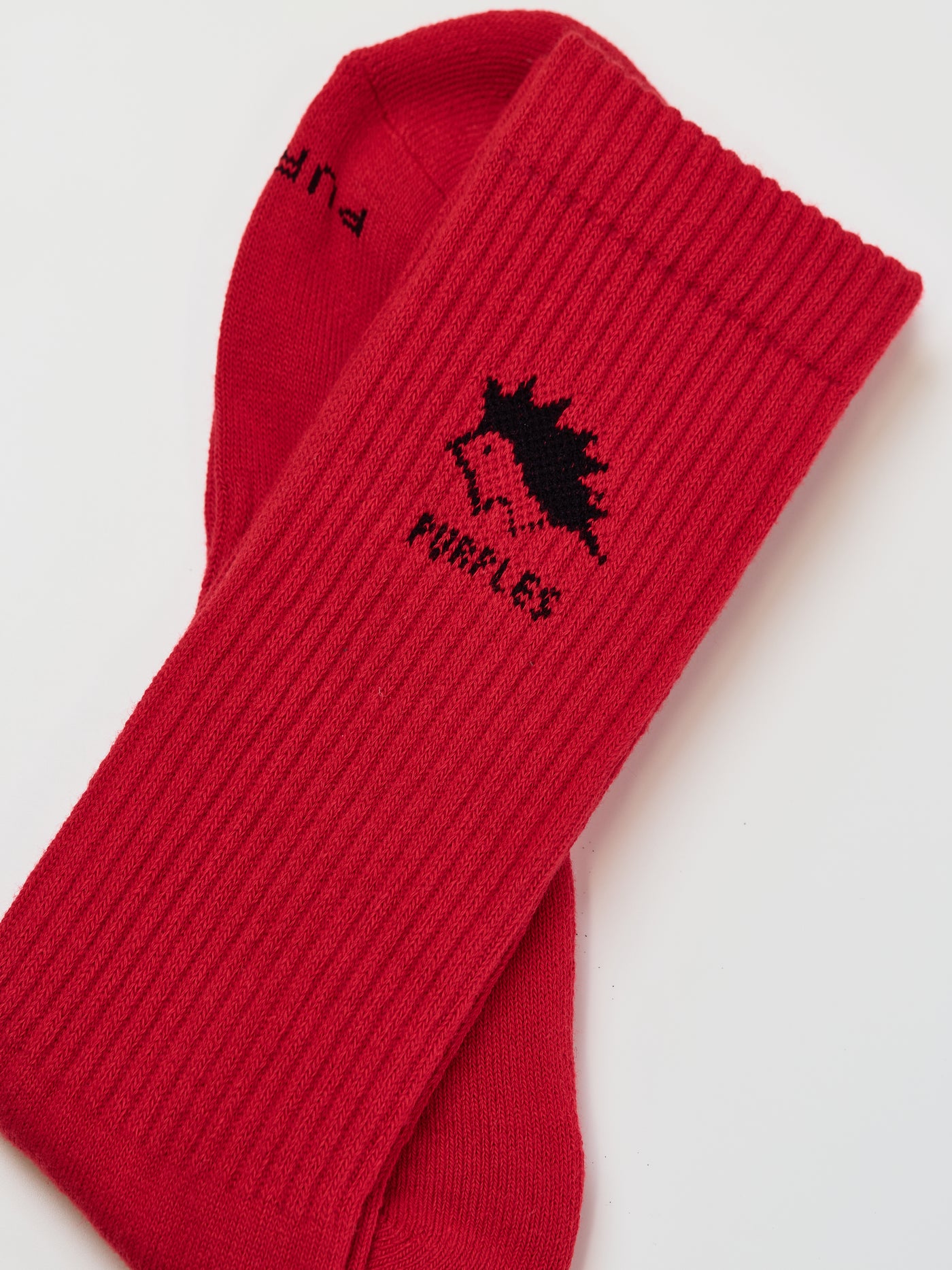 Towel like color socks -RED-