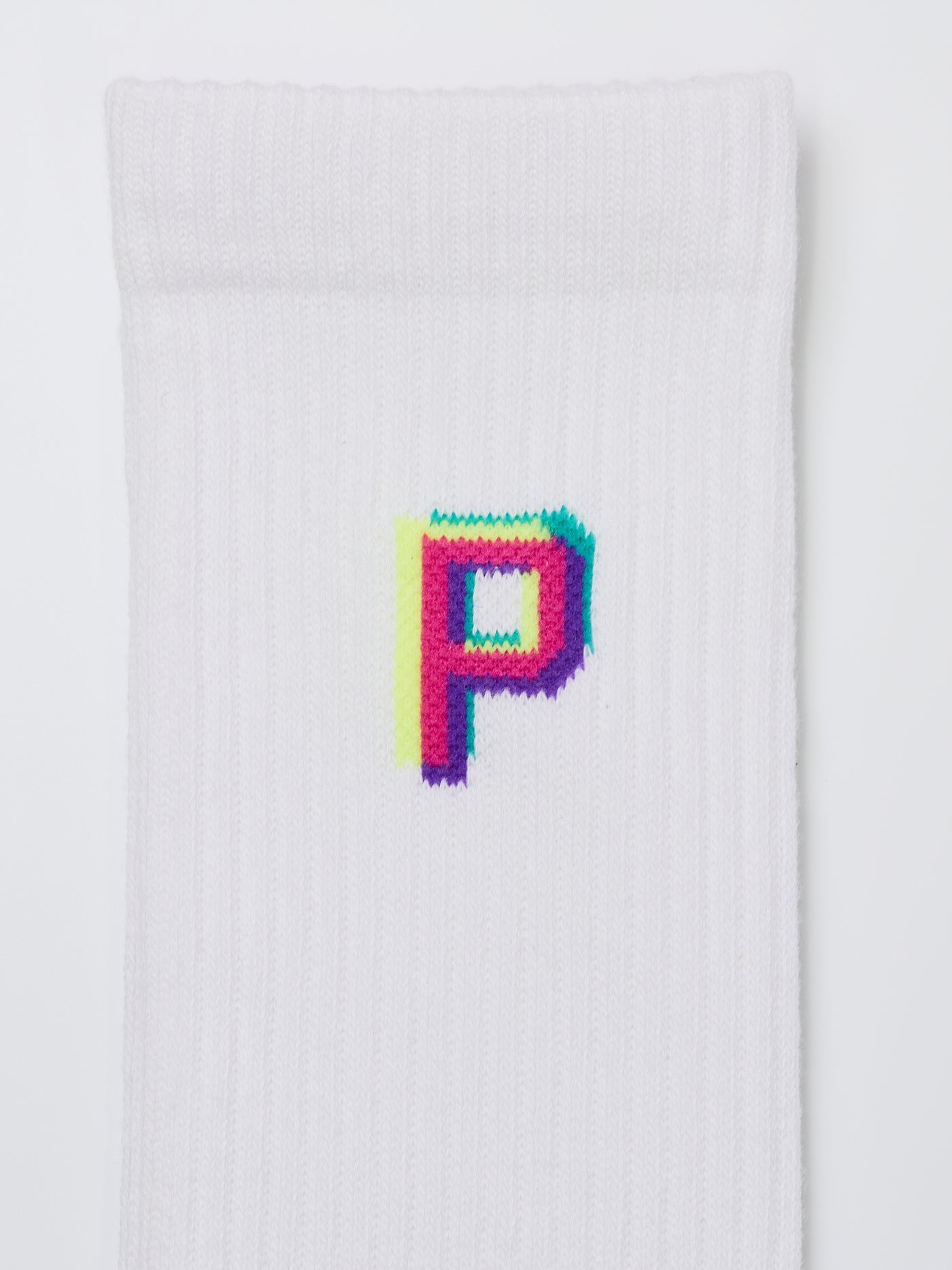 『P』gradation logo socks  -white-